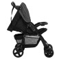 vidaXL Carrito de bebés 2 en 1 de acero gris oscuro y negro