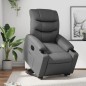 vidaXL Sillón reclinable elevable eléctrico de cuero sintético gris vidaXL Sillón reclinable elevable eléctrico de cuero sintético gris