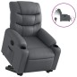 vidaXL Sillón reclinable elevable eléctrico de cuero sintético gris vidaXL Sillón reclinable elevable eléctrico de cuero sintético gris