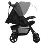 vidaXL Carrito de bebés 2 en 1 de acero gris oscuro y negro