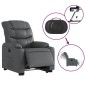 vidaXL Sillón reclinable elevable eléctrico de cuero sintético gris vidaXL Sillón reclinable elevable eléctrico de cuero sintético gris