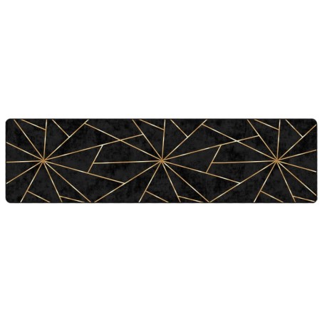 vidaXL Alfombra lavable antideslizante negro y dorado 80x300 cm