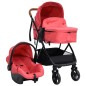 vidaXL Carrito de bebés 3 en 1 de acero rojo y negro vidaXL Carrito de bebés 3 en 1 de acero rojo y negro