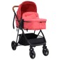 vidaXL Carrito de bebés 3 en 1 de acero rojo y negro vidaXL Carrito de bebés 3 en 1 de acero rojo y negro