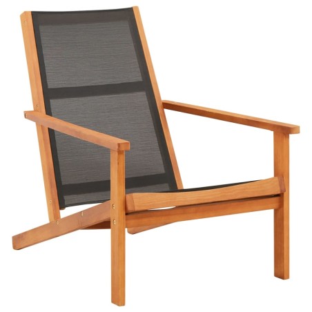 vidaXL Silla de jardín de madera maciza de eucalipto y textilene negro