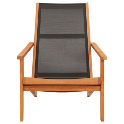 vidaXL Silla de jardín de madera maciza de eucalipto y textilene negro