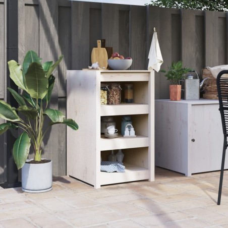 vidaXL Mueble de cocina exterior madera maciza pino blanco 55x55x92 cm