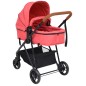 vidaXL Carrito de bebés 3 en 1 de acero rojo y negro vidaXL Carrito de bebés 3 en 1 de acero rojo y negro