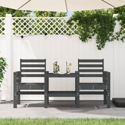 vidaXL Banco de jardín con mesa 2 plazas madera maciza de pino gris