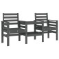 vidaXL Banco de jardín con mesa 2 plazas madera maciza de pino gris vidaXL Banco de jardín con mesa 2 plazas madera maciza de pino gris
