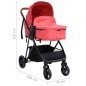 vidaXL Carrito de bebés 3 en 1 de acero rojo y negro vidaXL Carrito de bebés 3 en 1 de acero rojo y negro