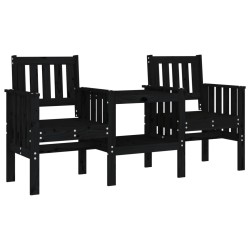 vidaXL Banco de jardín con mesa 2 plazas madera maciza de pino negro