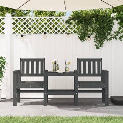 vidaXL Banco de jardín con mesa 2 plazas madera maciza de pino gris