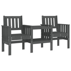 vidaXL Banco de jardín con mesa 2 plazas madera maciza de pino gris