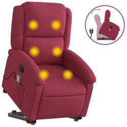 vidaXL Sillón reclinable de masaje elevable terciopelo rojo tinto