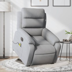 vidaXL Sillón de masaje eléctrico reclinable elevable tela gris claro
