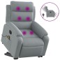 vidaXL Sillón de masaje eléctrico reclinable elevable tela gris claro vidaXL Sillón de masaje eléctrico reclinable elevable tela gris claro