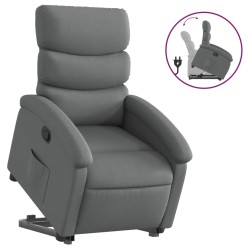 vidaXL Sillón reclinable elevable de tela gris oscuro