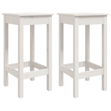 vidaXL Taburetes de cocina 2 uds madera maciza pino blanco 40x40x78 cm
