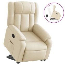 vidaXL Sillón reclinable elevable de tela color crema