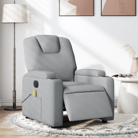 vidaXL Sillón reclinable de masaje eléctrico tela gris claro