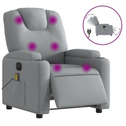 vidaXL Sillón reclinable de masaje eléctrico tela gris claro