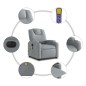 vidaXL Sillón reclinable de masaje eléctrico tela gris claro vidaXL Sillón reclinable de masaje eléctrico tela gris claro
