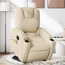 vidaXL Silla de masaje reclinable de pie de tela color crema
