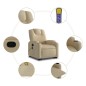 vidaXL Silla de masaje reclinable de pie de tela color crema