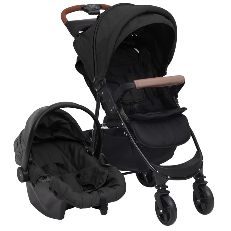 vidaXL Cochecito de bebé 3 en 1 de acero gris antracita vidaXL Cochecito de bebé 3 en 1 de acero gris antracita
