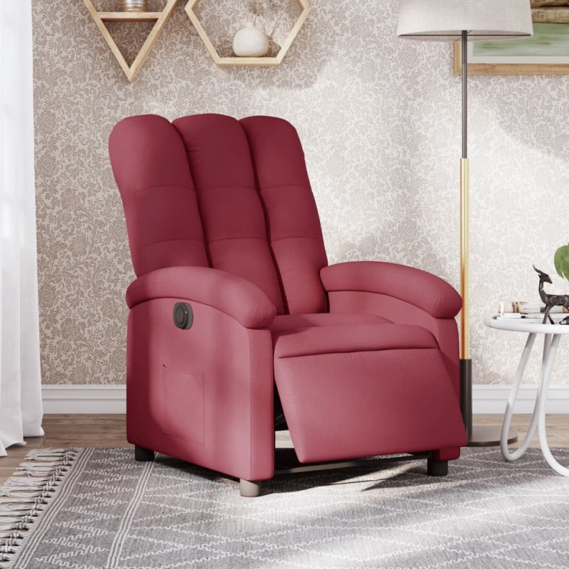 vidaXL Sillón reclinable eléctrico tela rojo tinto vidaXL Sillón reclinable eléctrico tela rojo tinto