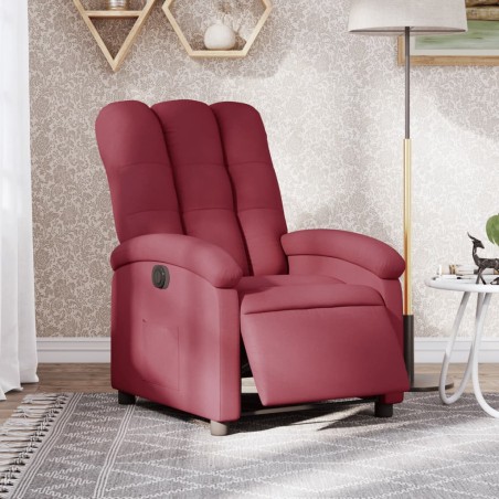 vidaXL Sillón reclinable eléctrico tela rojo tinto
