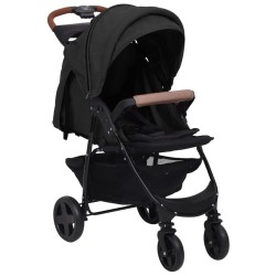 vidaXL Cochecito de bebé 3 en 1 de acero gris antracita