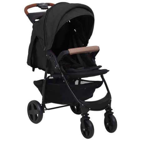 vidaXL Cochecito de bebé 3 en 1 de acero gris antracita