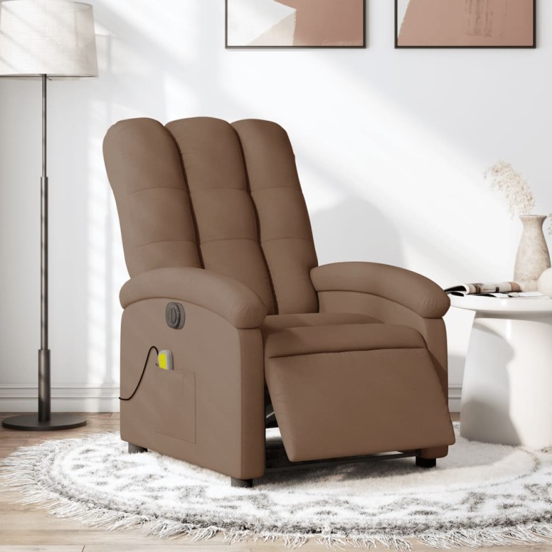 vidaXL Sillón reclinable de masaje eléctrico tela marrón vidaXL Sillón reclinable de masaje eléctrico tela marrón