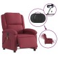 vidaXL Sillón de masaje reclinable eléctrico tela rojo tinto