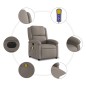vidaXL Sillón reclinable de masaje eléctrico tela gris taupe vidaXL Sillón reclinable de masaje eléctrico tela gris taupe