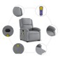 vidaXL Sillón de masaje reclinable de pie de tela gris claro vidaXL Sillón de masaje reclinable de pie de tela gris claro