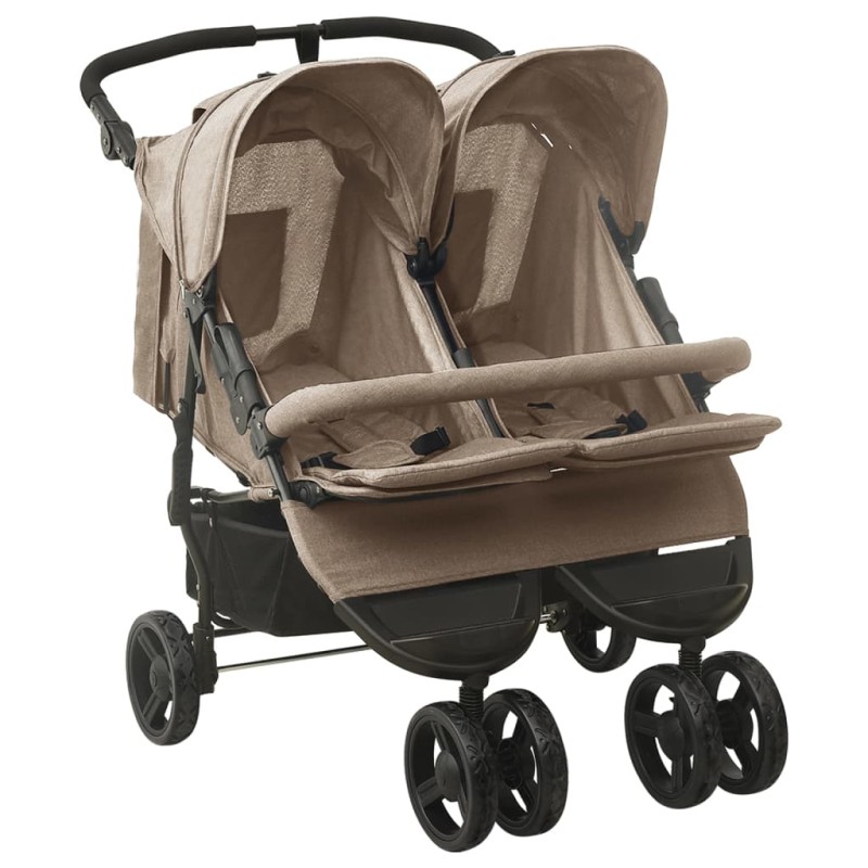 vidaXL Carrito para gemelos de acero gris taupe vidaXL Carrito para gemelos de acero gris taupe