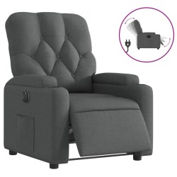 vidaXL Sillón reclinable eléctrico de tela gris oscuro