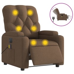 vidaXL Sillón reclinable de masaje eléctrico tela marrón