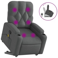 vidaXL Silla de masaje reclinable de pie de tela gris oscuro
