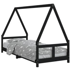 vidaXL Estructura de cama para niños madera de pino negro 80x200 cm