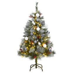 vidaXL Árbol de Navidad artificial con bisagras 150 LED y bolas 150 cm