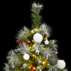 vidaXL Árbol de Navidad artificial con bisagras 150 LED y bolas 150 cm