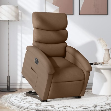 vidaXL Sillón eléctrico reclinable elevable de tela marrón