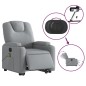 vidaXL Sillón de masaje eléctrico reclinable elevable tela gris claro vidaXL Sillón de masaje eléctrico reclinable elevable tela gris claro
