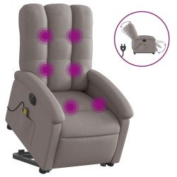 vidaXL Sillón de masaje eléctrico reclinable elevable tela taupé