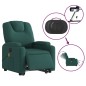 vidaXL Sillón masaje eléctrico reclinable elevable tela verde oscuro vidaXL Sillón masaje eléctrico reclinable elevable tela verde oscuro