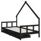 vidaXL Estructura cama infantil y cajones madera pino negro 90x190 cm vidaXL Estructura cama infantil y cajones madera pino negro 90x190 cm